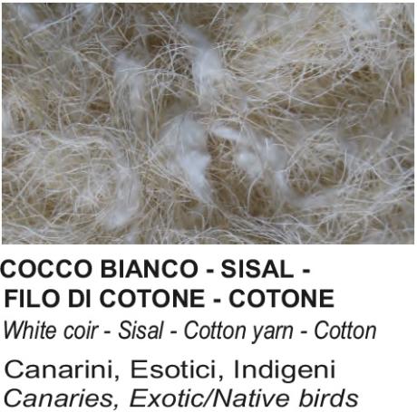 Mixed WHITE COIR-SISAL-COTTON YARN-COTTON for exotic, canary and native birds nests