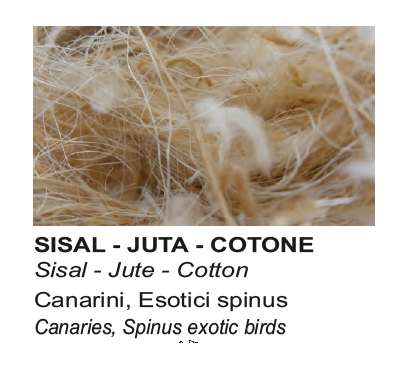 Misto SISAL-JUTA-COTONE per nidi di canarini, Esotici spinus